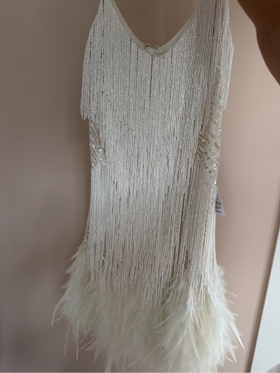 NADINE MERABI Dresses & Skirts - Nadine Merabi Lottie Fringe Feather Minidress